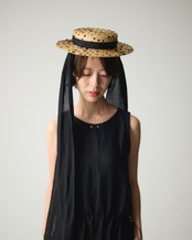 【Joëlle】Dot tulle canotier/ドットチュールハット