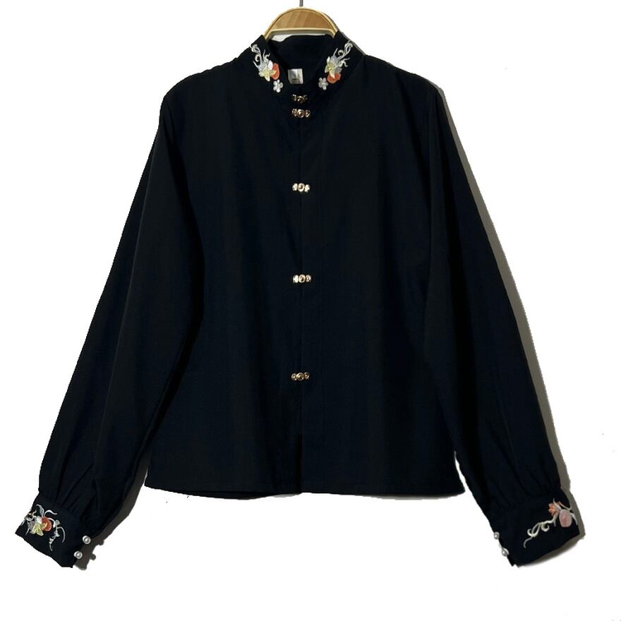 サブカル 服 地雷系 通販 チャイナ服ブランド SUPER STYLE シャツ チャイナ服 漢服 花柄刺繍 個性的チャイナ服