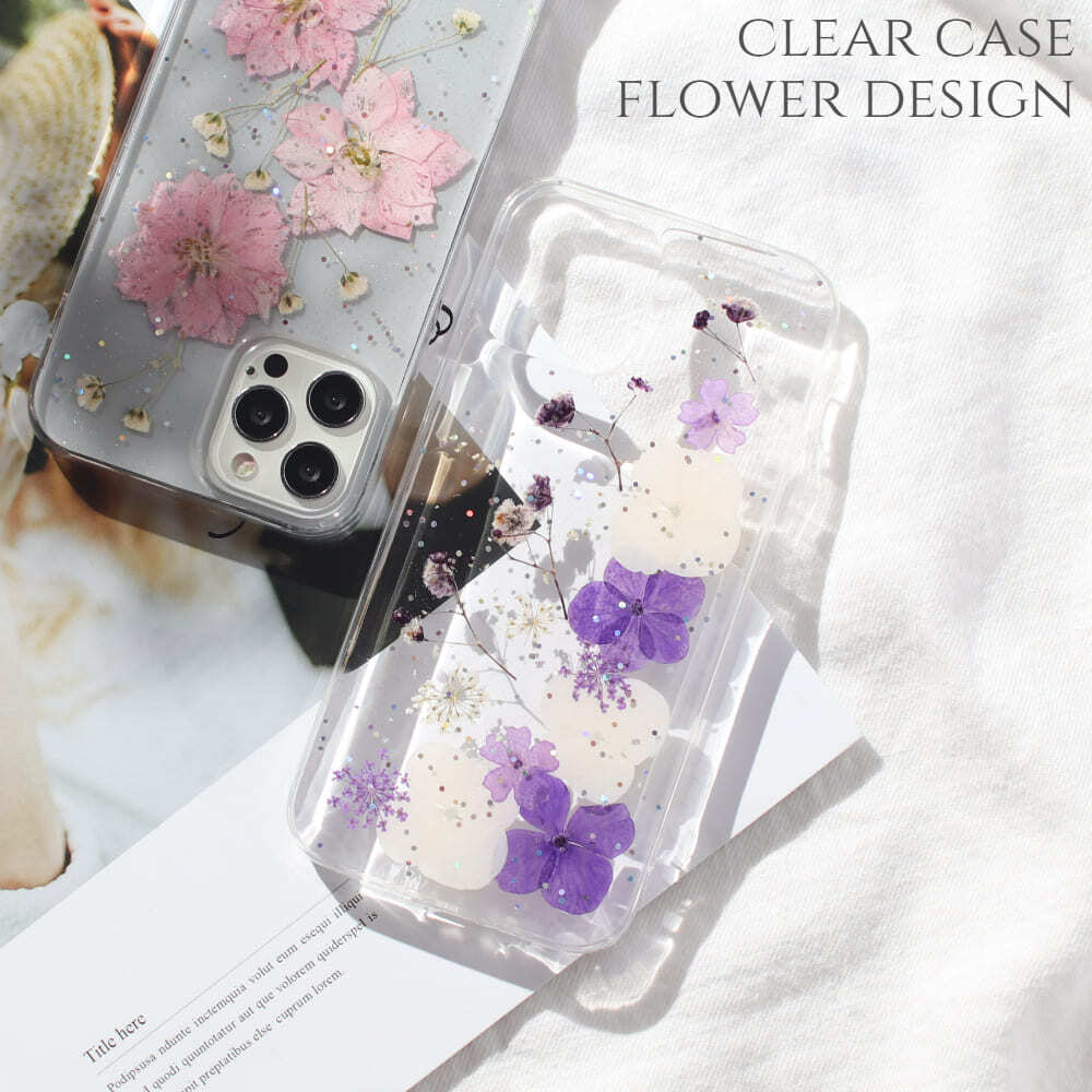 スマホケース 確認用 削り取っ 押し花iPhone 