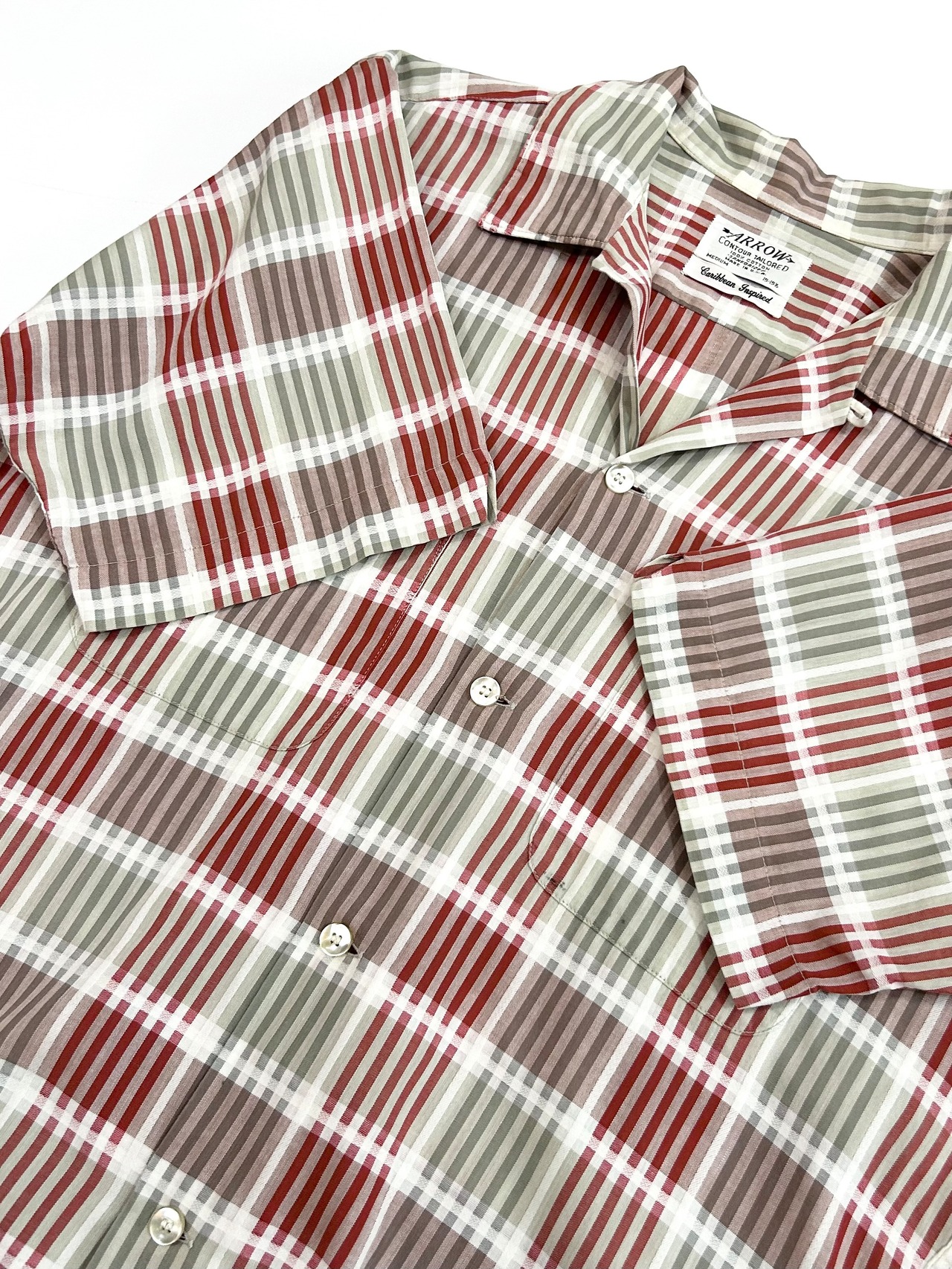 60s ARROW S/S OPEN COLLAR SHIRT MADE IN USA Size M