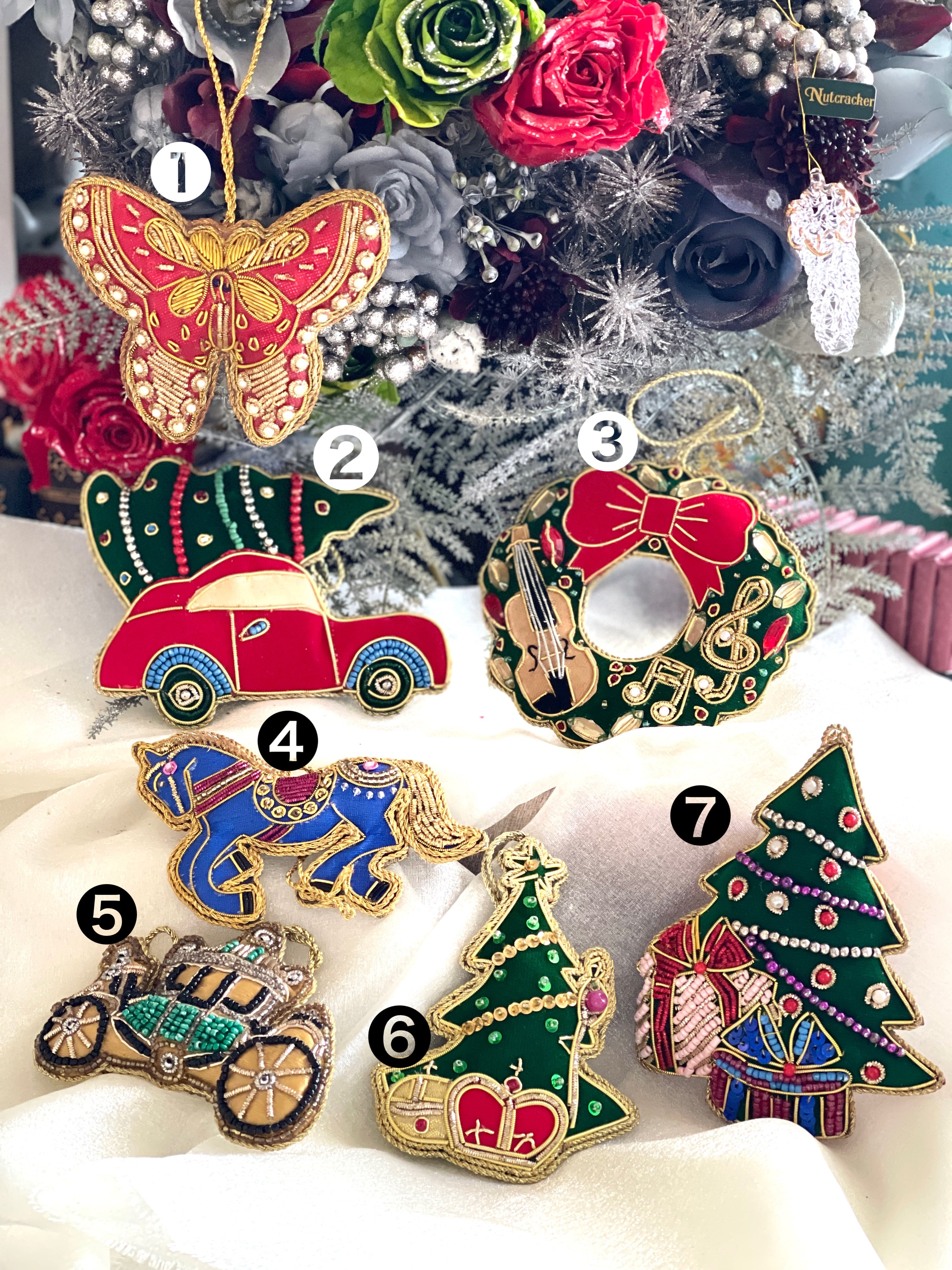 ◆ZARI◆刺繍◆オーナメント◆チャーム◆クリスマス◆ゴージャス編◆