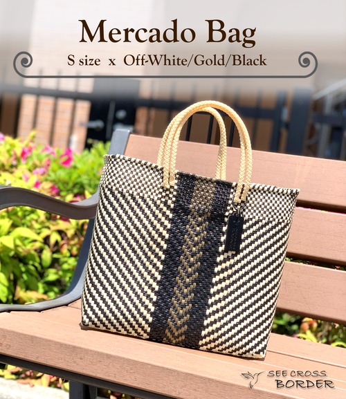 S Mercado Bag (Normal handle) Off-White/Gold/Black