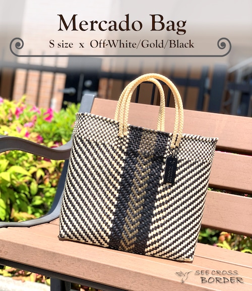 S Mercado Bag (Normal handle) Off-White/Gold/Black