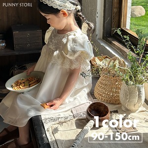 《取寄》 パフスリーブ刺繍レースクラシックドレス Bobi 2024夏 韓国子供服 ワンピース レース dress 記念日 女の子