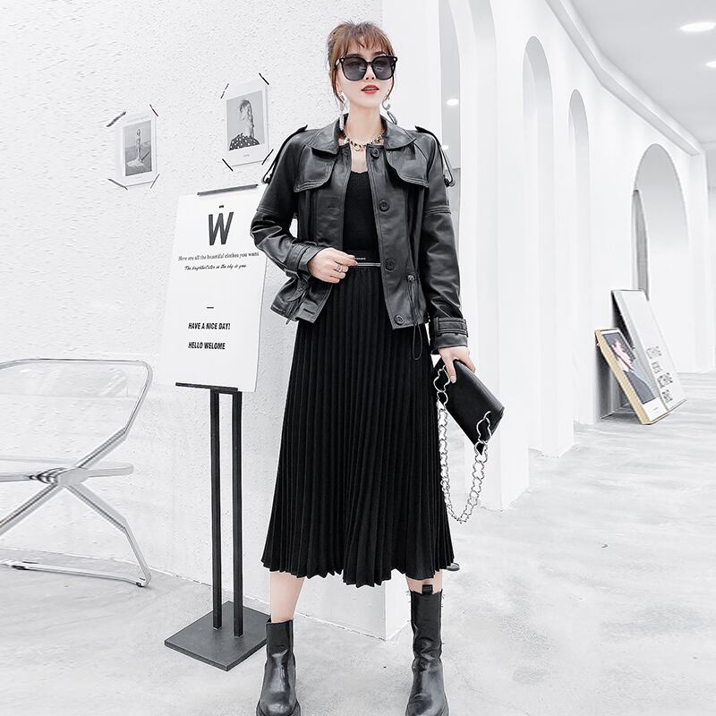 レザーオータムスリムジャケット 大きめサイズ 秋物 ミックスインファッション38441844149