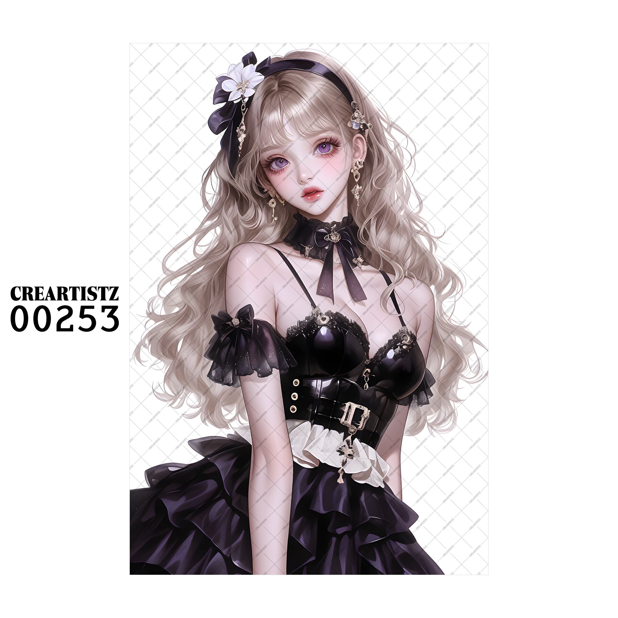 00253 ガール キュート オリジナル ペーパー/ステッカー 4枚セット CREARTISTZ