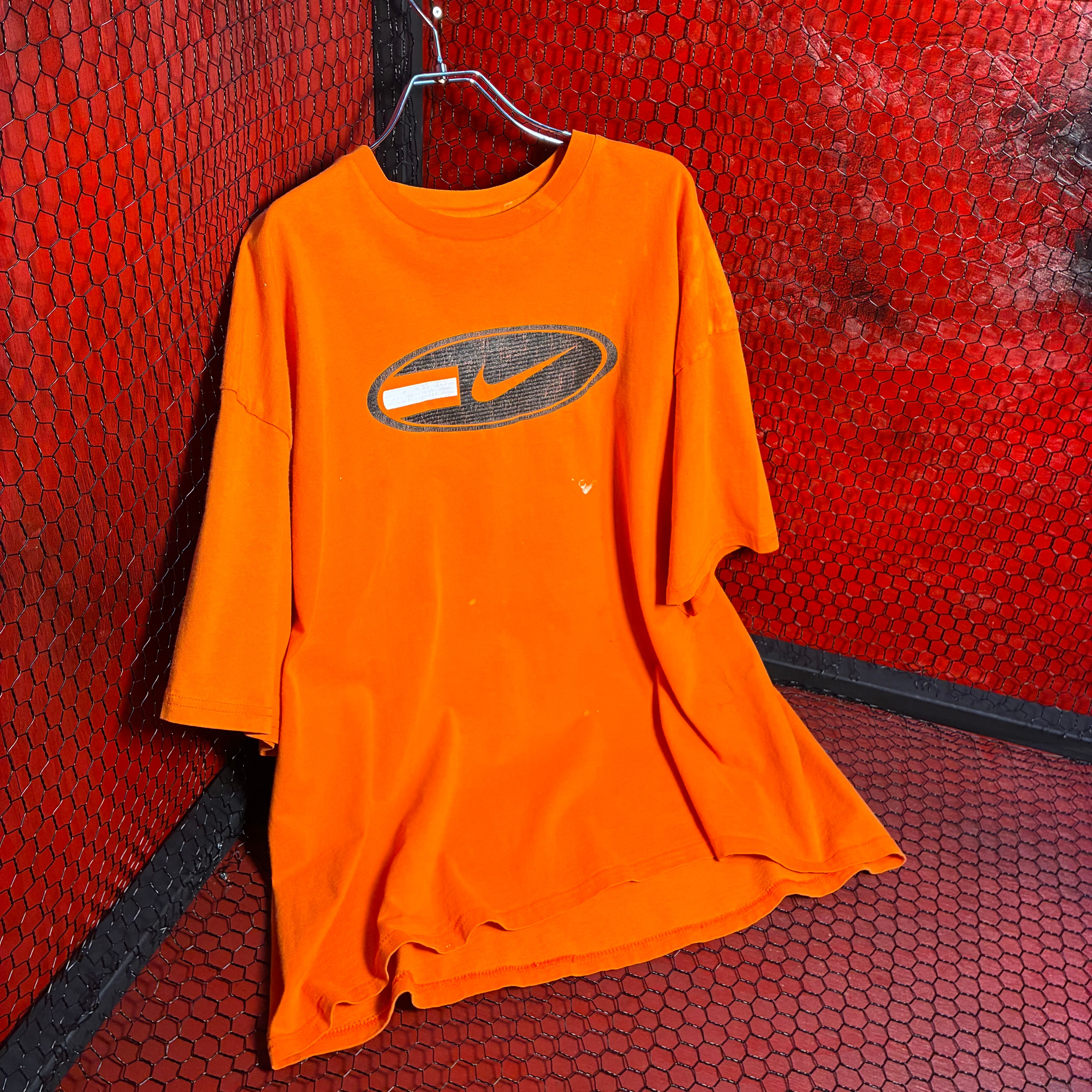 90s〜00s メキシコ製NIKE ロゴTシャツ オレンジ オーバーサイズ XXL