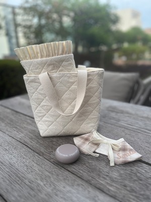 予約【pecoramou original】brown check bib