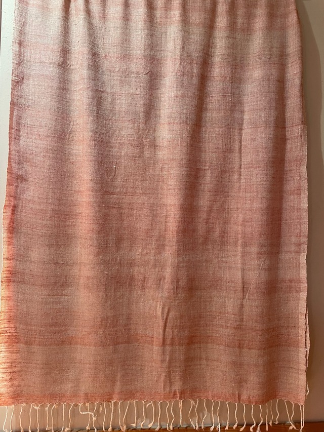 茜染 アヒンサーシルク100%ストール エリ蚕シルク 手紡ぎ手織り  