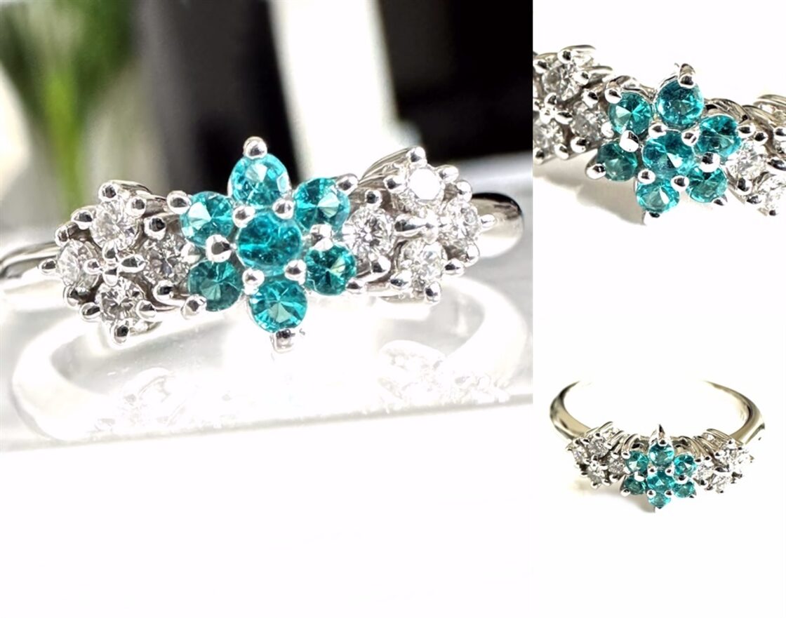 TASAKI タサキ パライバトルマリン ダイヤモンド リング 15P プラチナ 