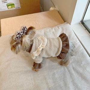 【PET】フリル付きボア暖かい二足ワンピース