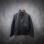 TOUR RECORD 脇レザーリブジャケット シープレザー(羊) メンズ ブラック Sサイズ