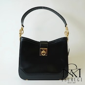 CELINE セリーヌ ガンチーニ レザー ワンショルダーバッグ ロゴサークル金具