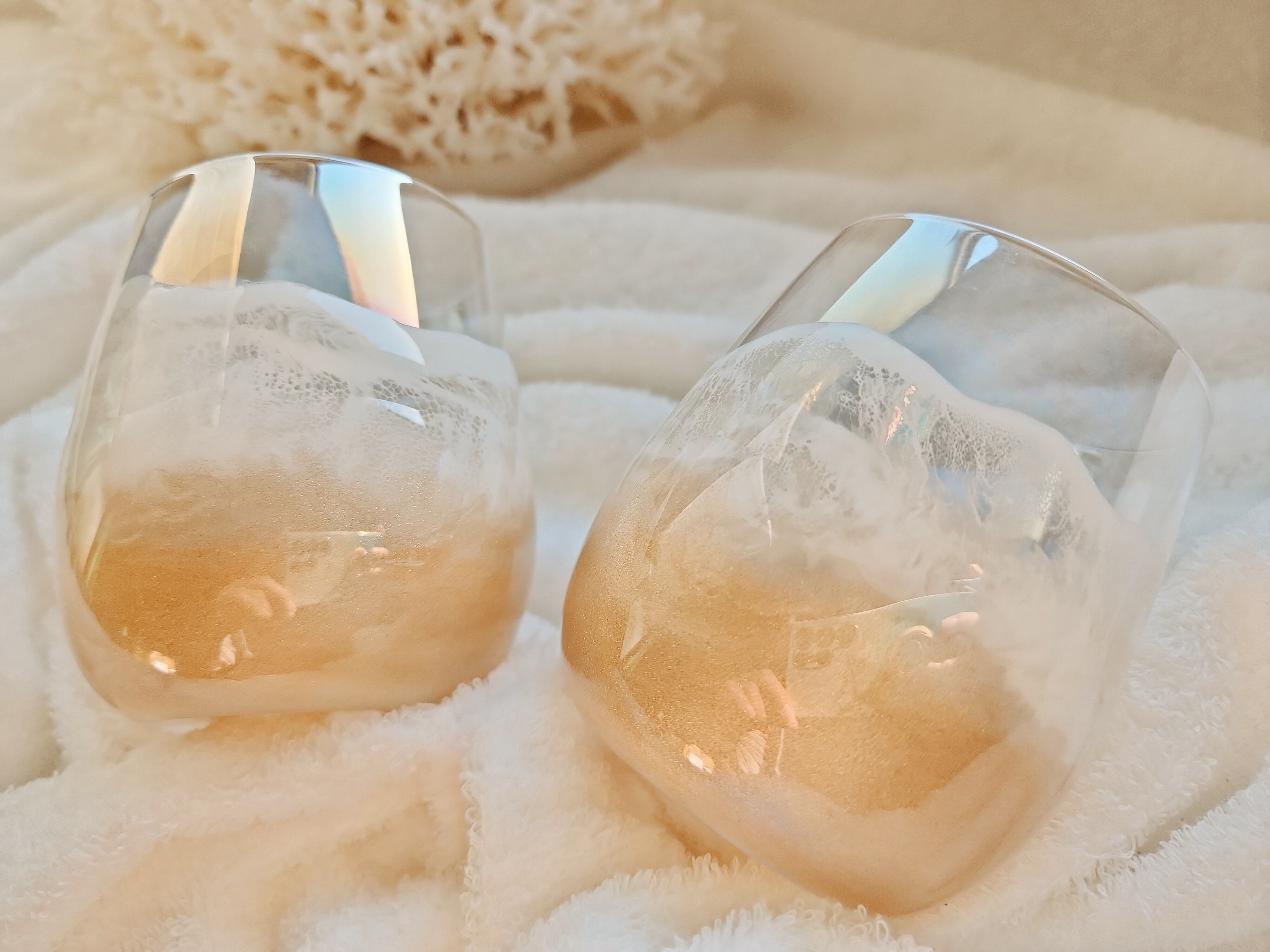 364.オーシャンレジンアート ペアグラス シャンパンゴールド