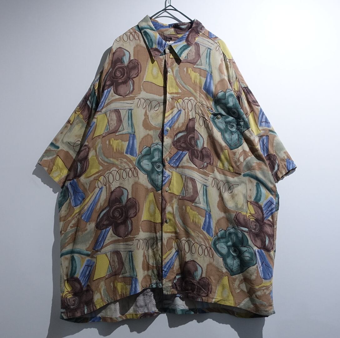 Multicolor Flower Artistic Pattern Design Rayon Shirt