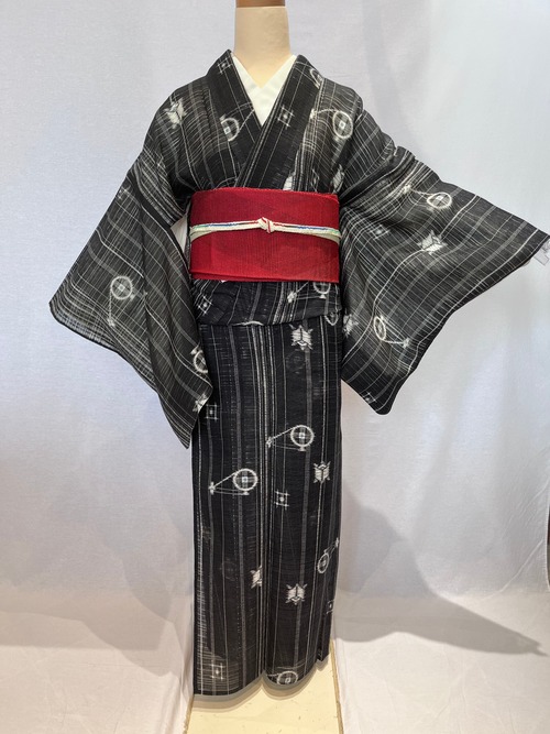 2103 夏用 単衣麻小紋 Komon unlined kimono for summer