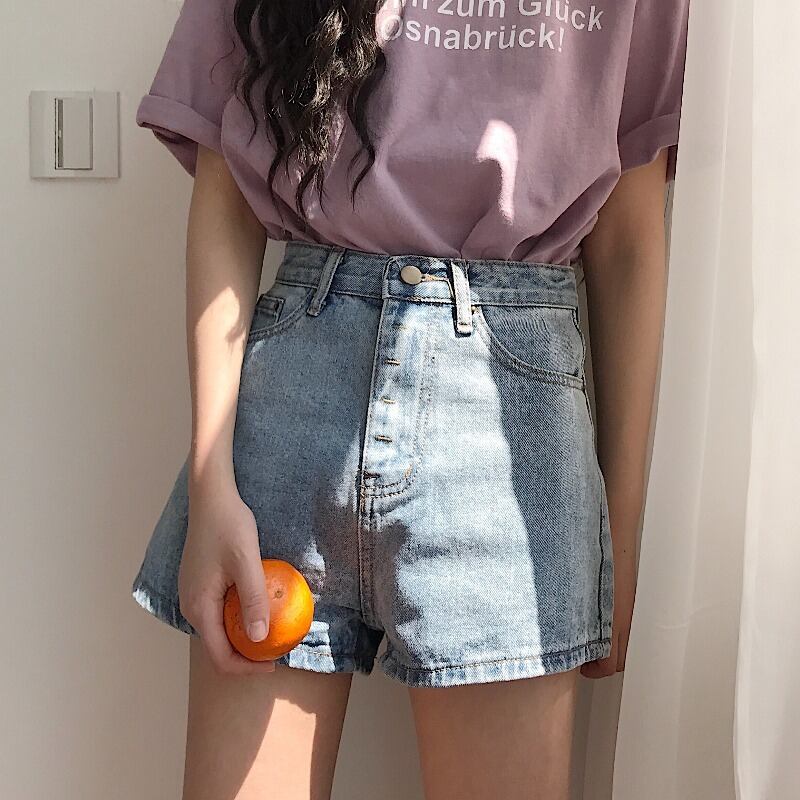 2020年春夏のワイルドデニムショーツの新バージョン女子学生の年齢削減ハイウエストスリムストレートパンツインタイド 1号婦人82685310458