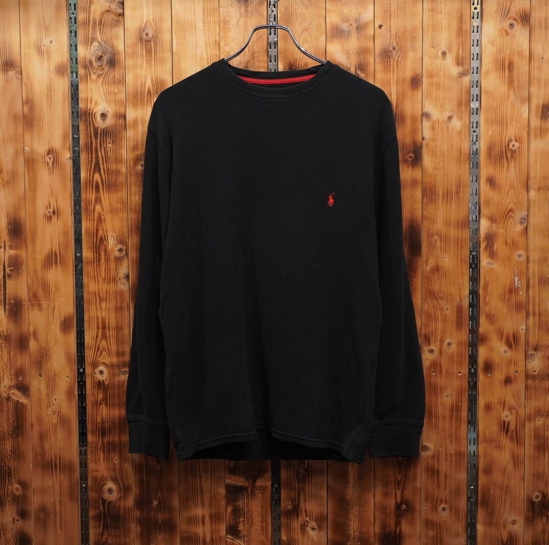ralphlauren 黒 サーマル 長袖Tシャツ M/ラルフローレン