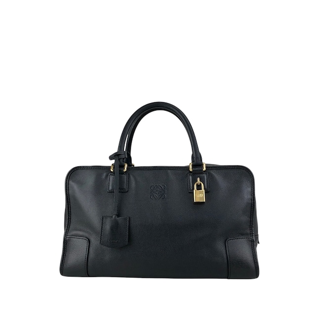LOEWE ロエベ ハンドバッグ ブラック アナグラム レザー アマソナ ミニボストン vintage ヴィンテージ オールド 8itnhz