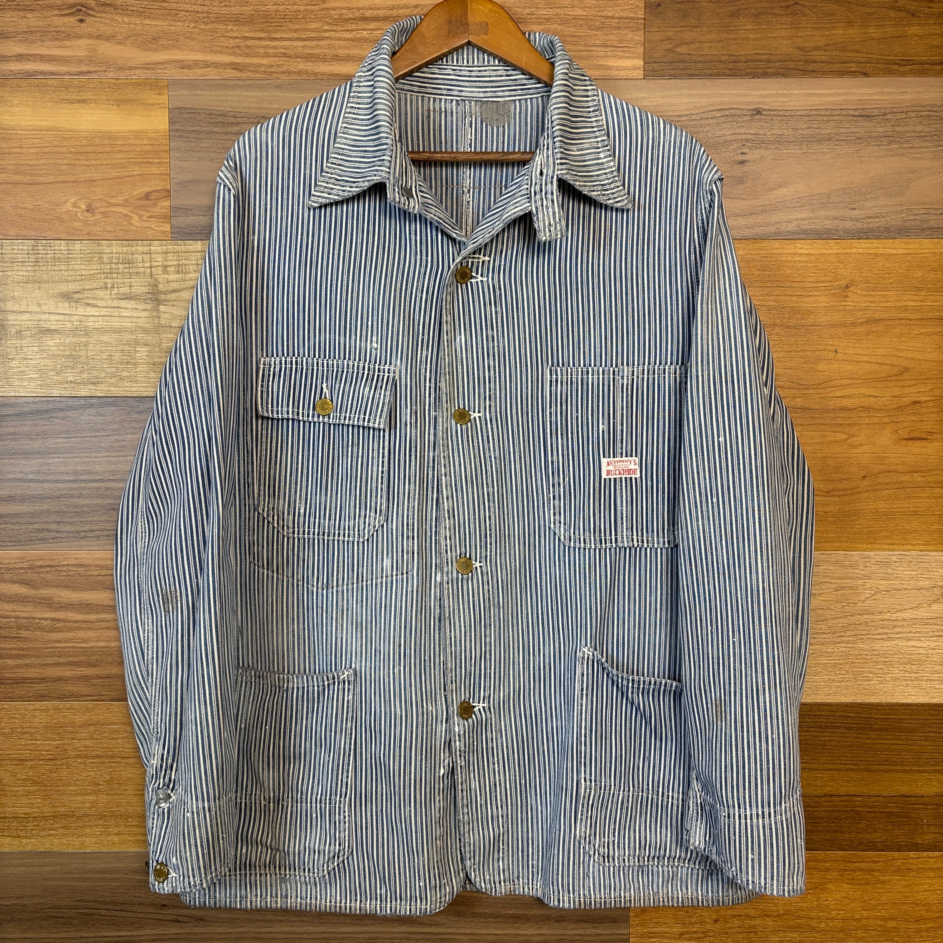 30s Anthony's BUCKHIDE チンストラップ ヒッコリー カバーオール