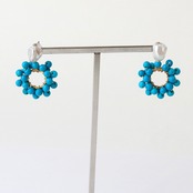 ポイントカラーに使いやすい！ターコイズフープ＆小バロックパール イヤリング・ピアス mm1090