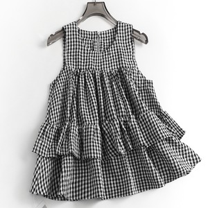 Check pattern frill sleeveless top　TO0768