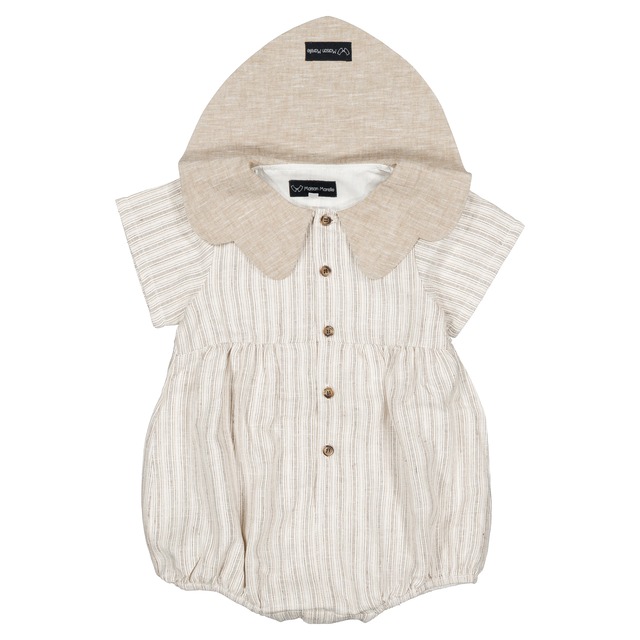 ご予約【MaisonMarelle】送料無料Romper NEUILLY- beige stripes