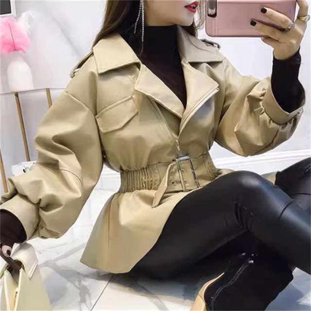 【送料無料】アウター ジャケット ブルゾン 2色 羽織り ライダース 袖あり 長袖 Vネック Aライン フレア ショート ベルト PU フェイクレザー レザー 革 合皮 かわいい 大人可愛い 大人女子 こなれ感 シンプル カジュアル 大人 上品 おしゃれ お洒落 コンサバ エレガント ガーリー ヘルシー 無地 春 冬 20代 30代 40代 レディース 女性 フレア Ａライン ママ デート お出かけ お茶会 女子会 休日 演奏会 授業参観 着回し プチプライス 普段使い オルチャン 韓国系 ファッション