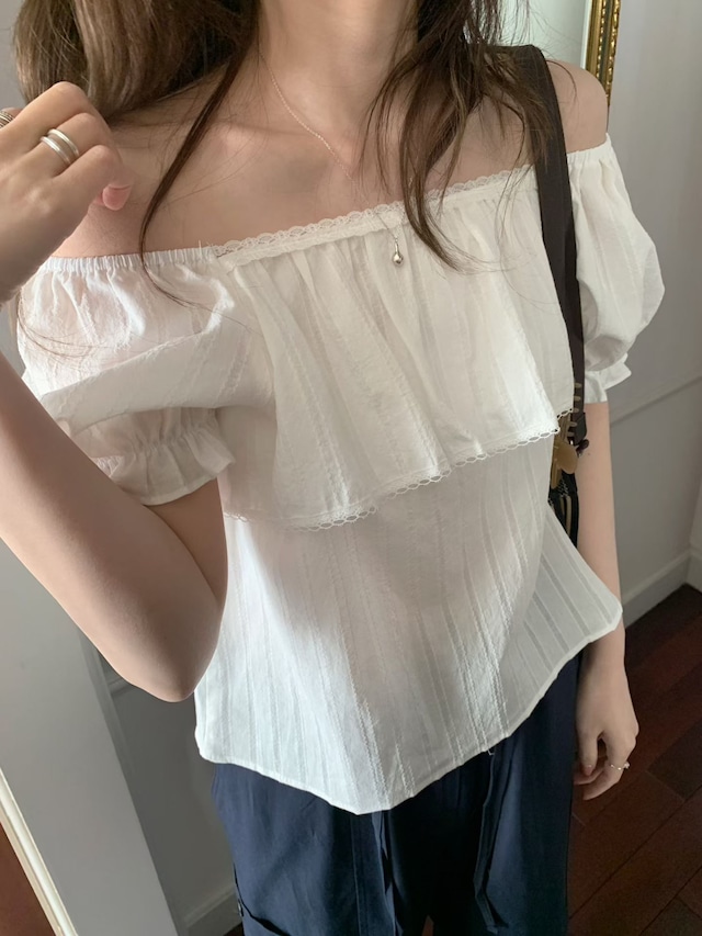 (予約)mellounge / Frey Off-Shoulder Blouse / 2color
