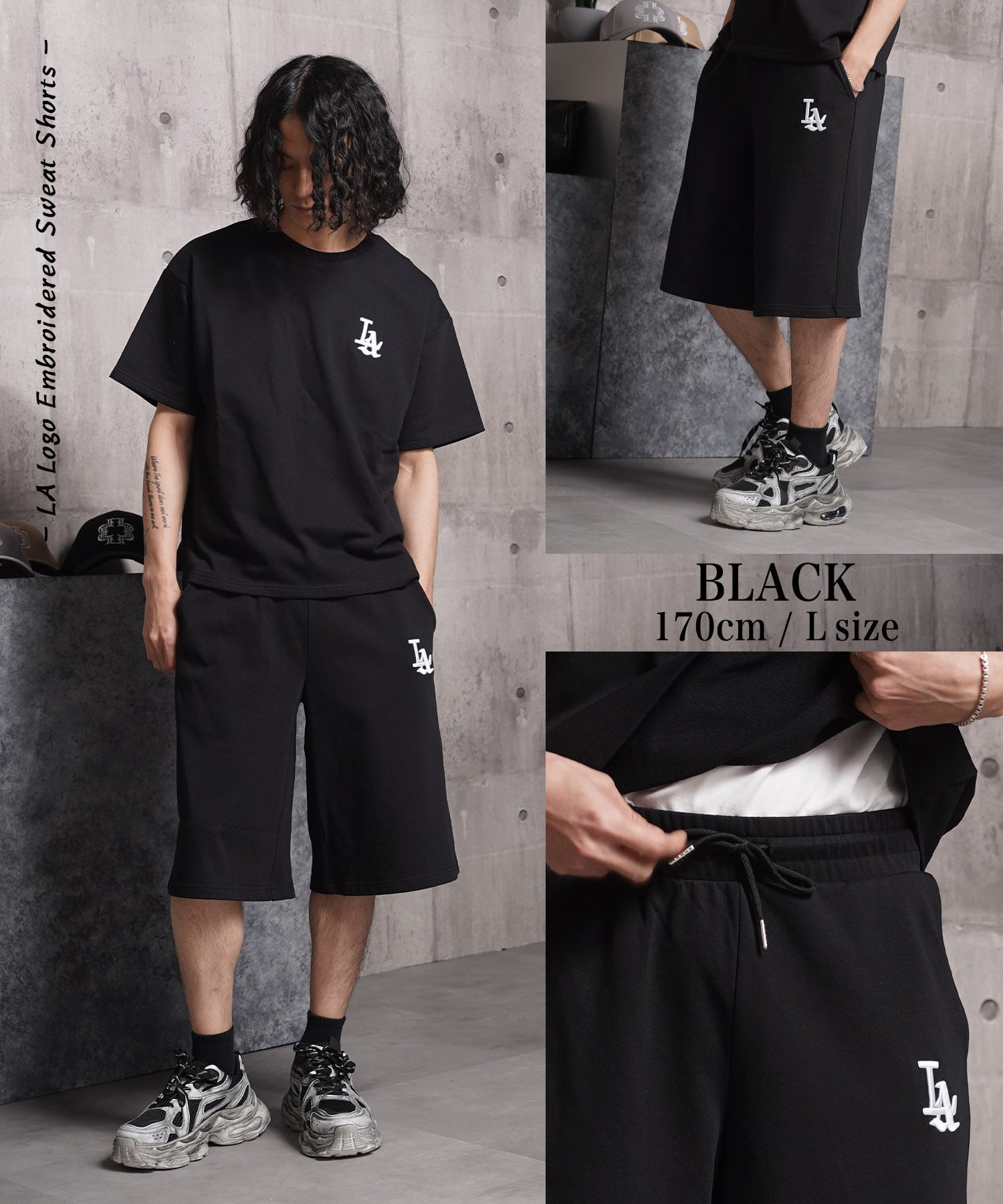 ◇LA ロゴ刺繍 スウェットショートパンツ◇yo-26002 | 1111clothing
