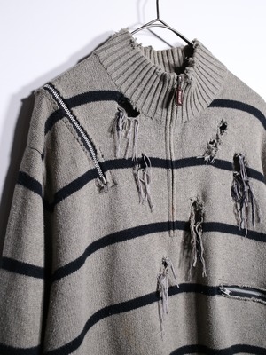 REMAKE / zipper custom border bolo knit