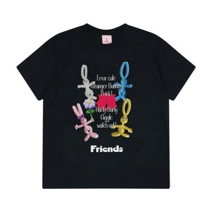 [HIGH SCHOOL DISCO] Stranger friends t-shirt_Black 正規品 韓国ブランド 韓国ファッション 半袖 Tシャツ