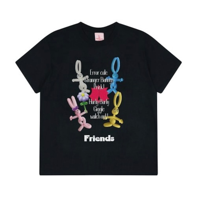 [HIGH SCHOOL DISCO] Stranger friends t-shirt_Black 正規品 韓国ブランド 韓国ファッション 半袖 Tシャツ