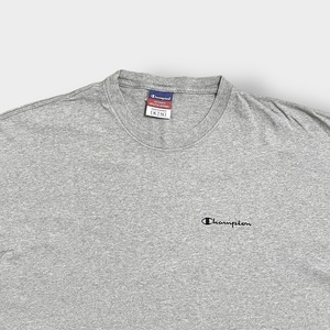 【Champion】ワンポイント 刺繍ロゴ ロンT ロングTシャツ 長袖Tシャツ チャンピオン X-LARGE ビッグサイズ シンプル グレー メキシコ製 US古着