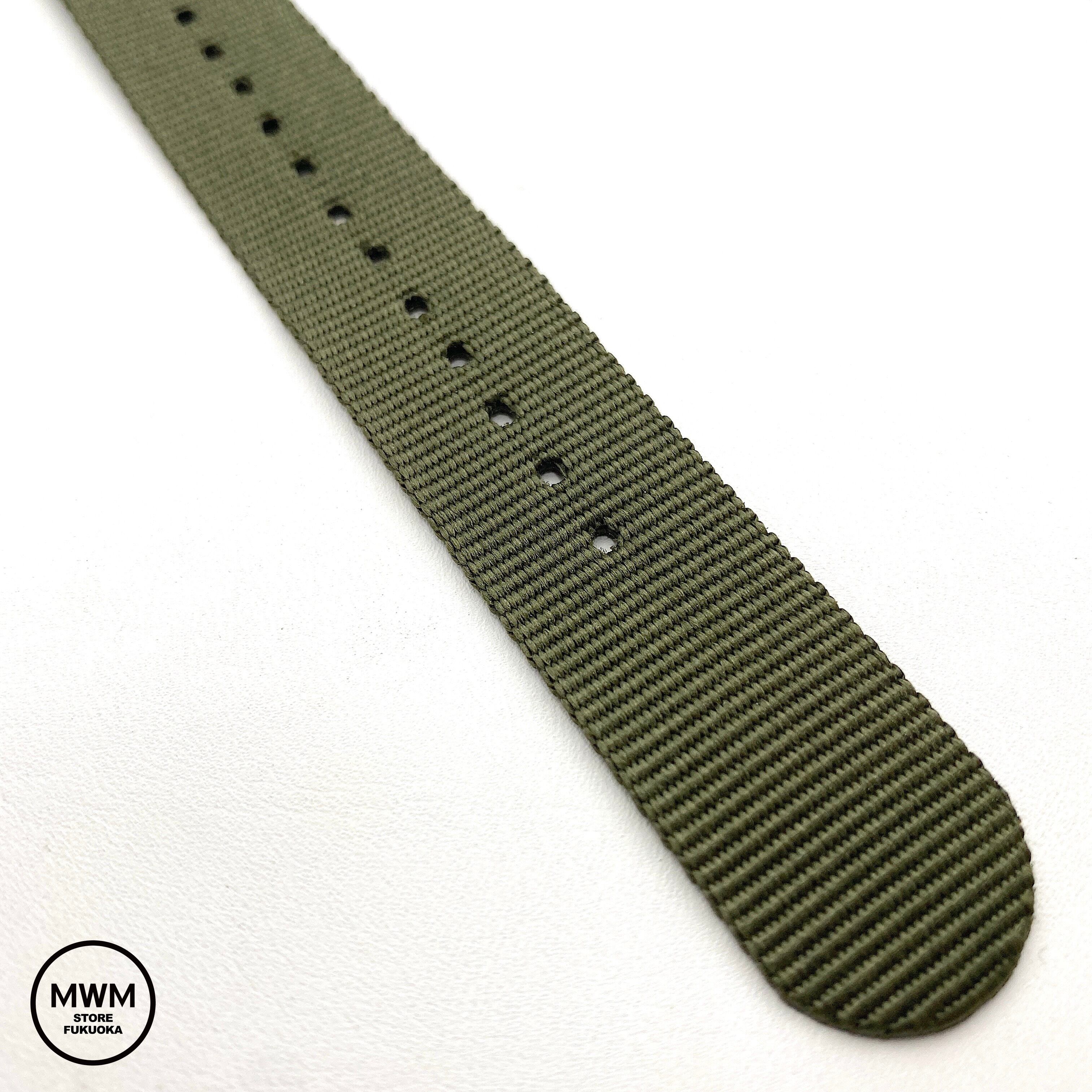 NATOタイプ ナイロンストラップ ブラック金具 オリーブ 20mm 腕時計