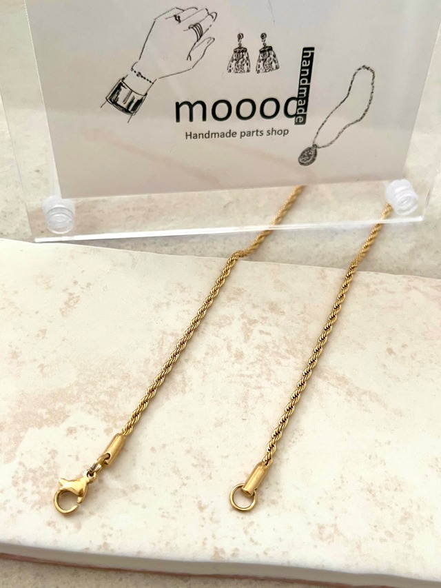 【1pcs】45cmステンレス製ゴールドツイストロープチェーンゴールドネックレス/チェーンパーツ