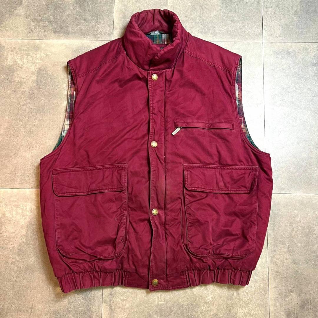 90's Wind River Cotton Shell Puffer Vest In Maroon XL / 90s Wind