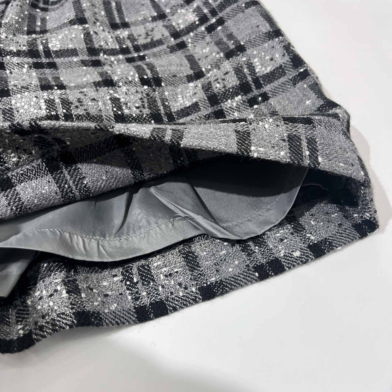 adabat アダバット チェック柄 タック入り ネップ キュロット ショートパンツ 1 /グレー×ブラック/ゴルフ/日本製