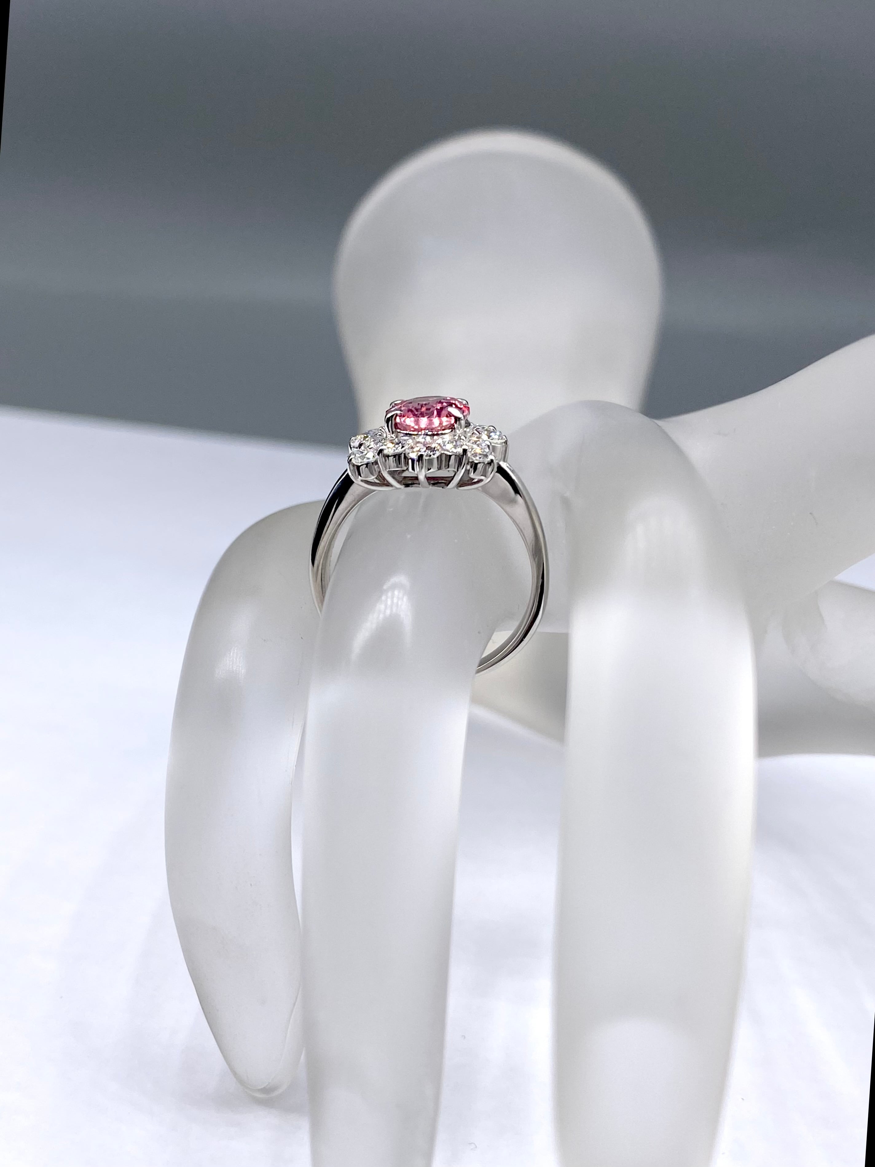 パパラチアサファイア 1.67ct / ダイヤモンド 計0.76ct Pt900 リング