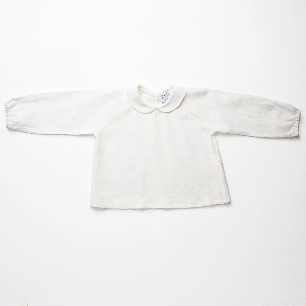 Nellie Quats Duck, Duck, Goose Blouse-Milk Polka Dot Linen