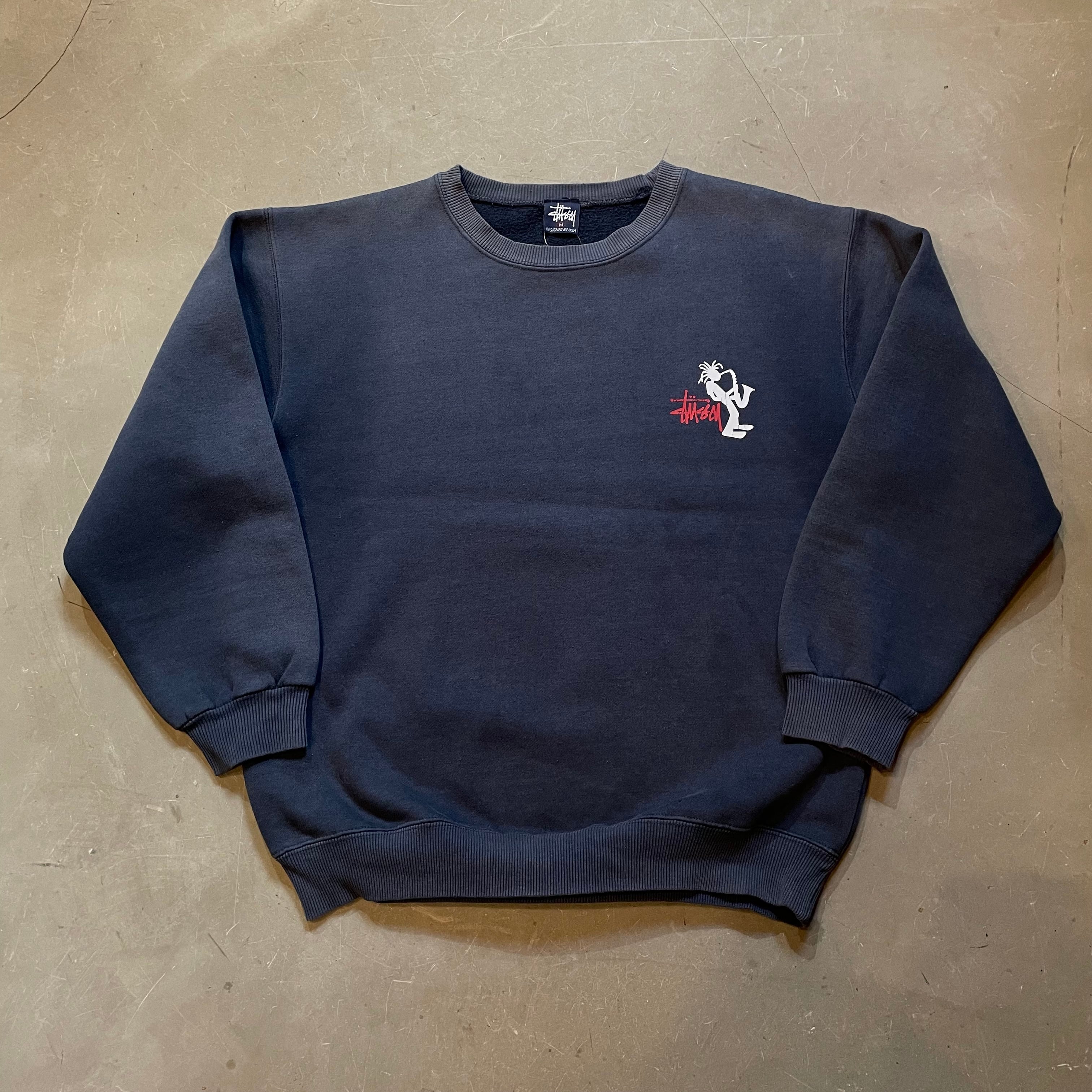 90s-00s STUSSY “JAZZ MAN” Sweatshirt 紺 M | KAISER