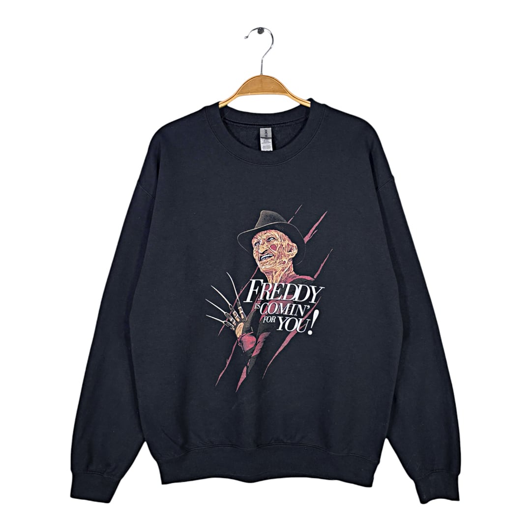 00s ギルダン エルム街の悪夢 フレディ ホラー映画 ムービースウェット 黒 GILDAN サイズM 古着 CF1002