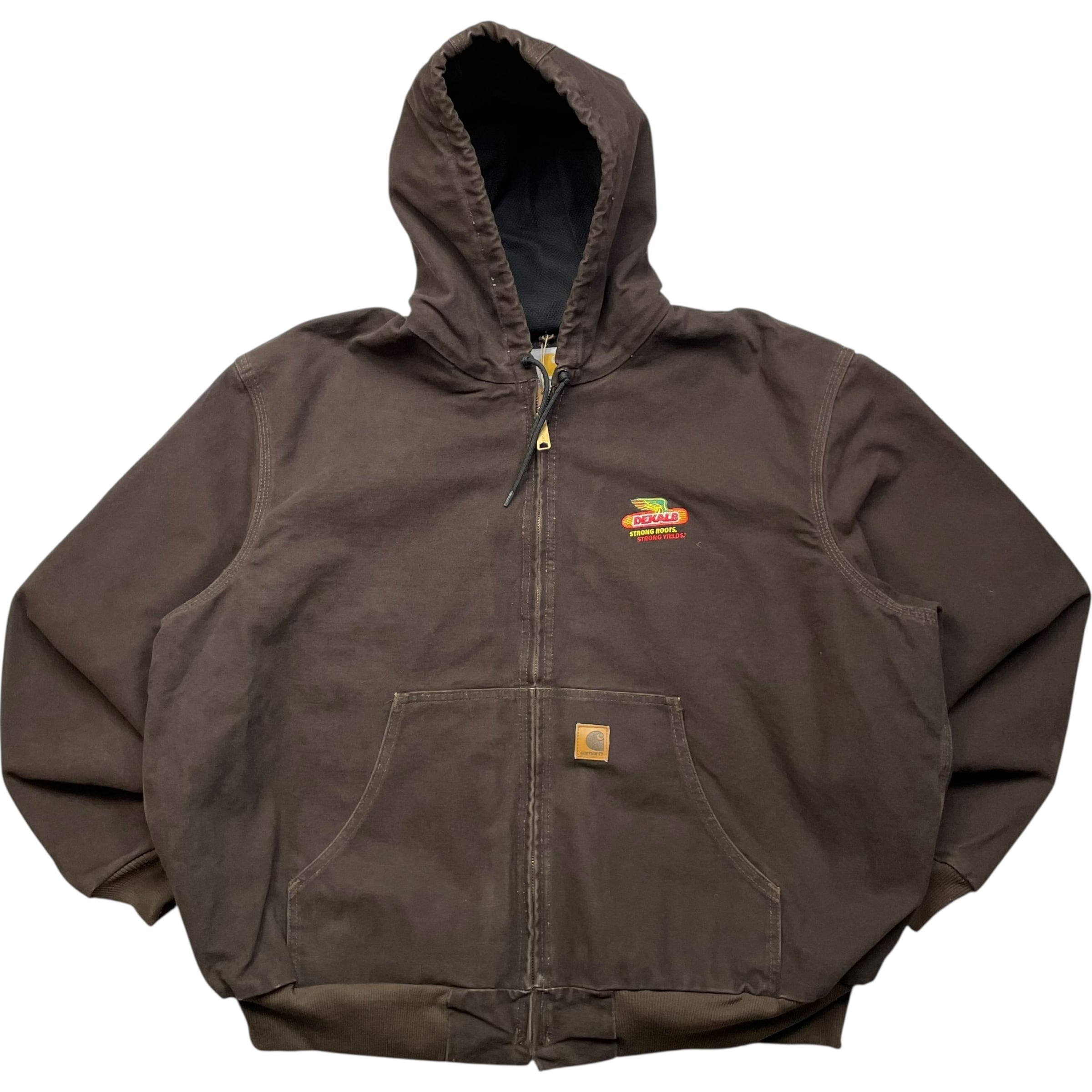 《XXL》 Carhartt カーハート アクティブジャケット ワークジャケット 裏メッシュタイプ 企業刺繍 ダークブラウン USA製 no.8928