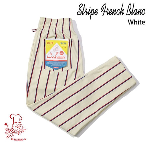 Chef pants Stripe French Blanc シェフパンツ ストライプ フレンチ ブランク ホワイト トリコロール パリオリンピック UNISEX 男女兼用 Cookman クックマン イージーパンツ アメリカ