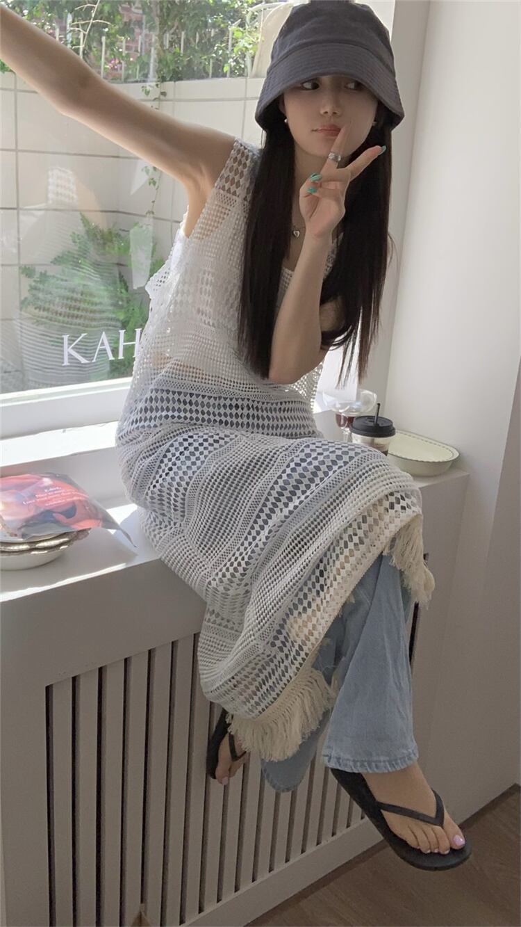 韓国ファッション 春 新作 ニット デザインセンス 大人気 タッセル