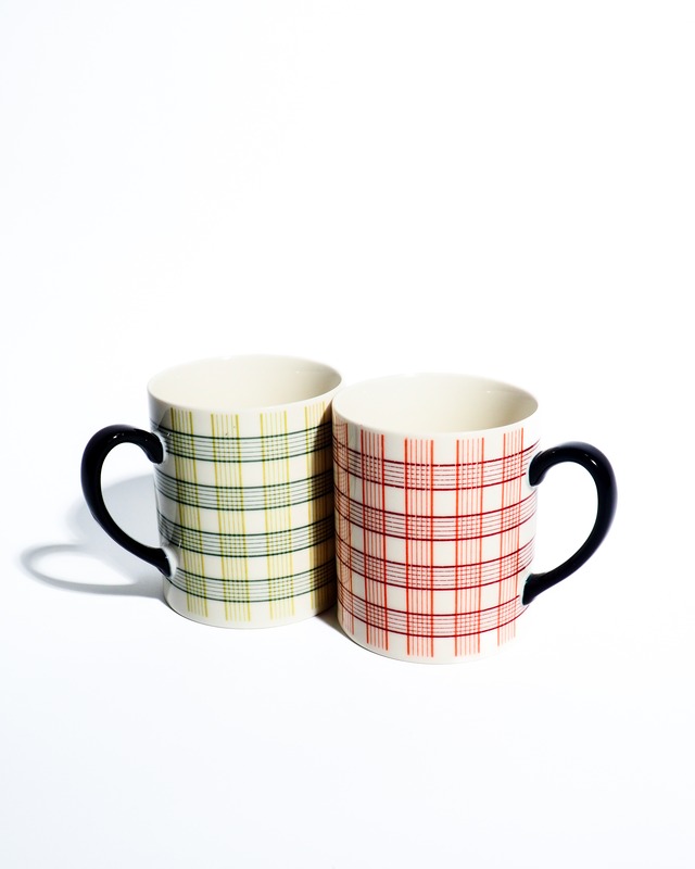 Ceramic mug green&red check