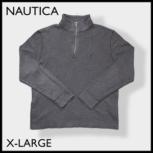 【NAUTICA】ハーフジップ スウェット プルオーバー 刺繍ロゴ ワンポイントロゴ X-LARGE ノーティカ US古着
