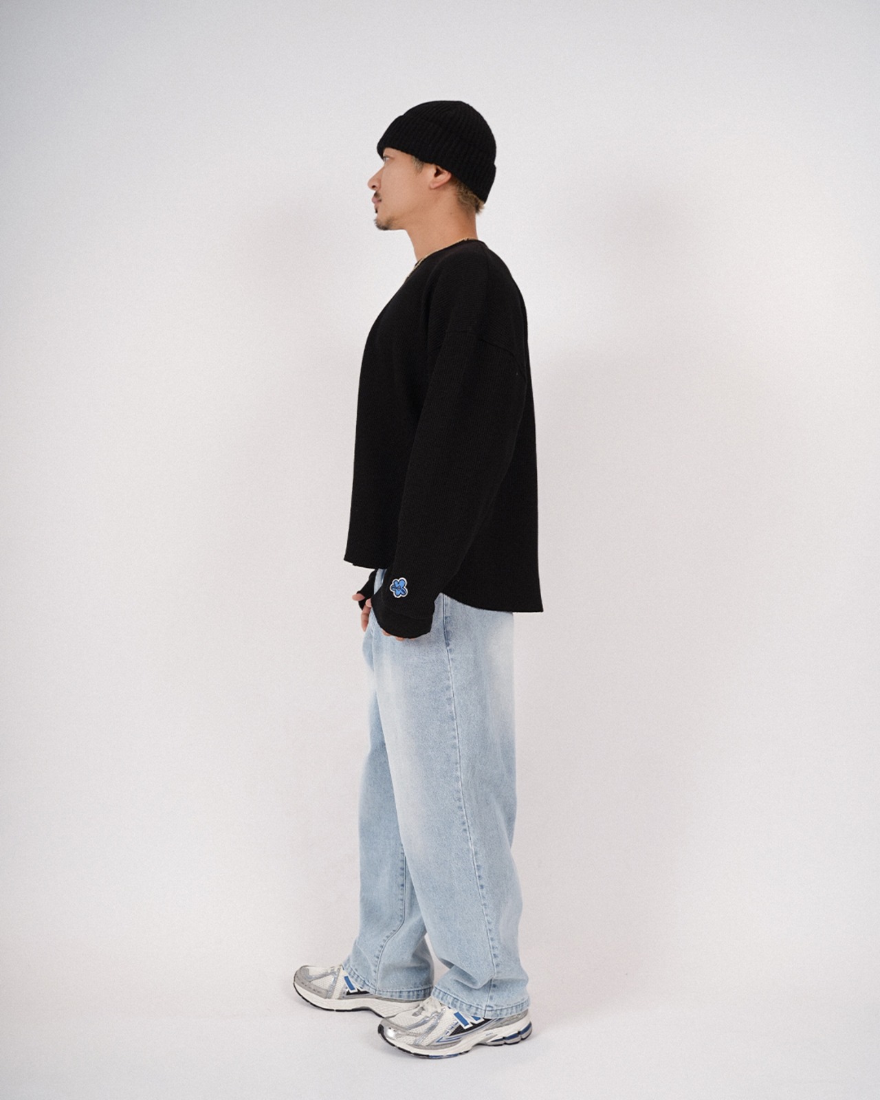 【#Re:room】DAMAGE WAFFLE LONG SLEEVE［REC882］