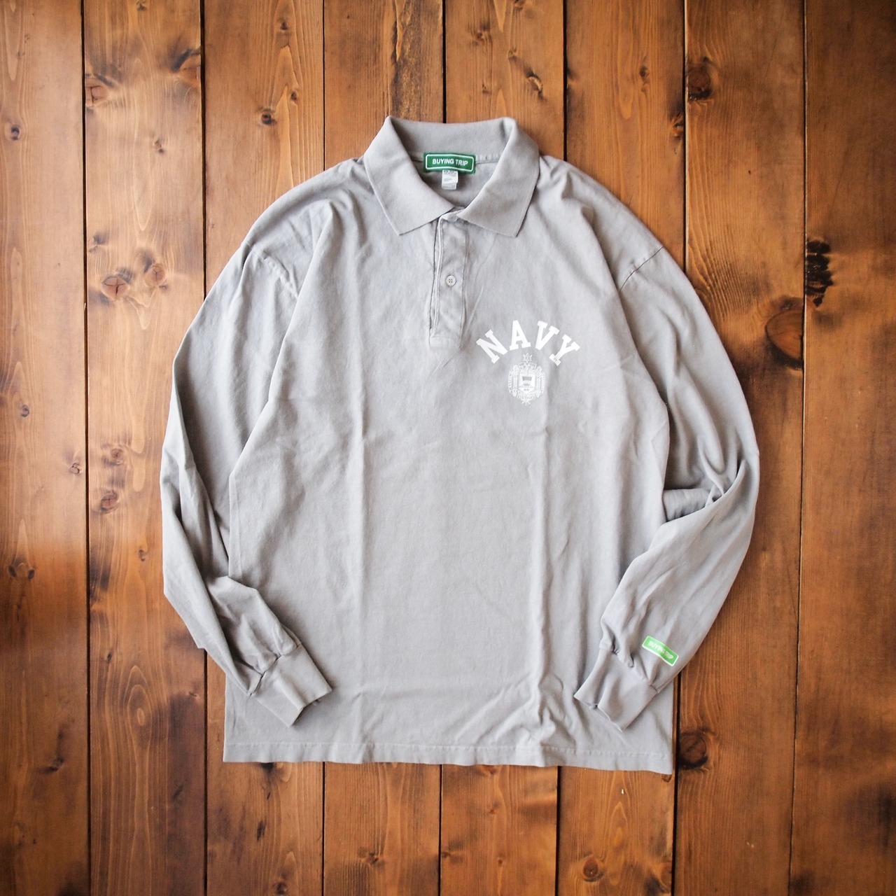 【BUYING TRIP】"NAVY NAVAL" Long Polo Shirt（SILVER MIST）
