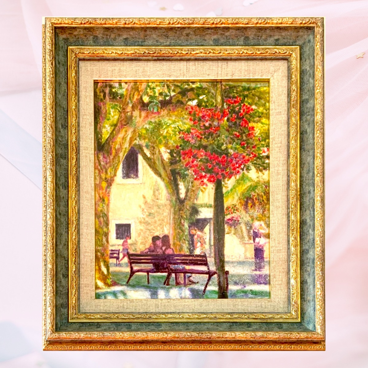 風景画「夏に南仏の港町を巡る」油彩画 F3/額付き | fukeiart